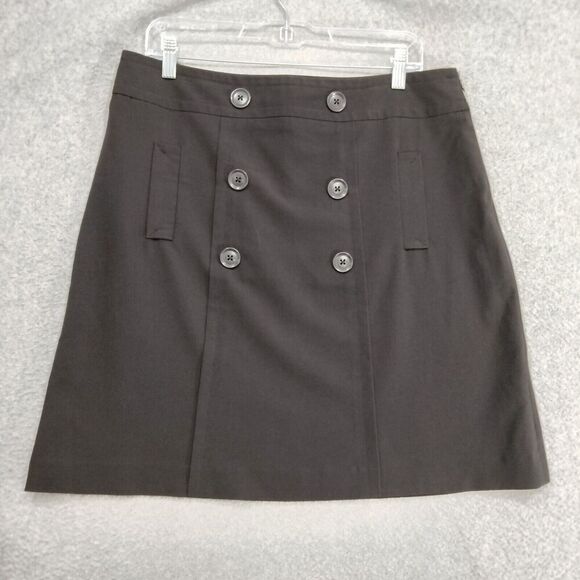 Sandro Skirt Women 12P Petite Black Sailor Style Button Accents Short A-Line - Picture 1 of 8